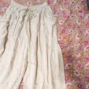 Cream Free People Elastic Waist Pants